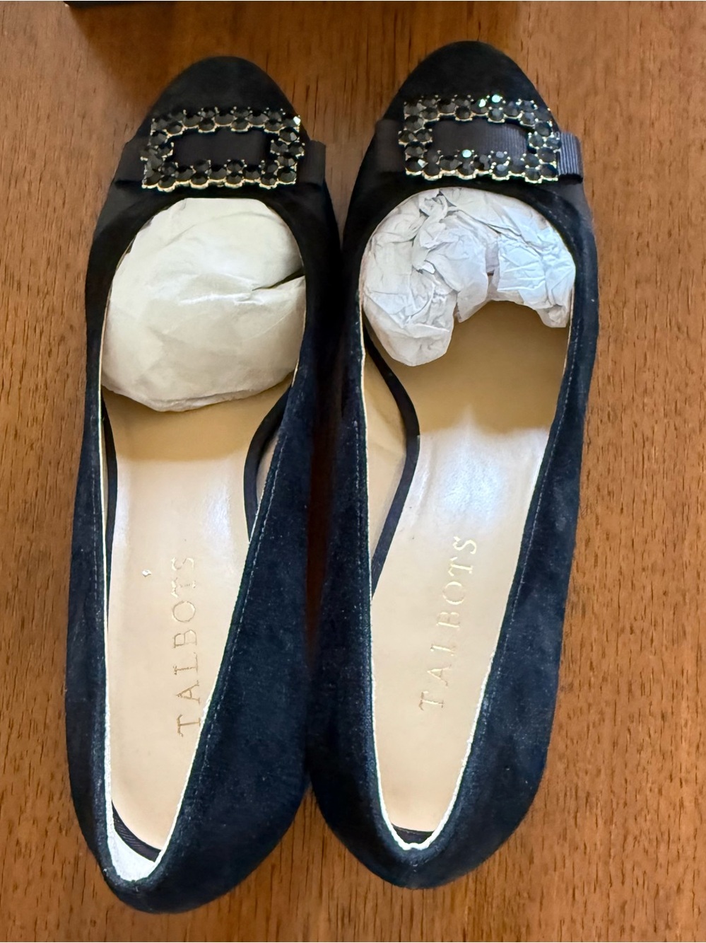 Talbots Isadora Jewel Bow Black Suede Pumps Heels NEW IN BOX
